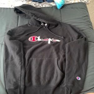 Black and Red Champion Hoodie Women’s Medium.